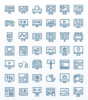 Screen Scalable Set featuring 42 Detail Enhanced Regular Line 128x128 Icons vector
