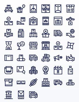 45 Pixel Aligned Bold Line Icons designed for Shipment Interface vector