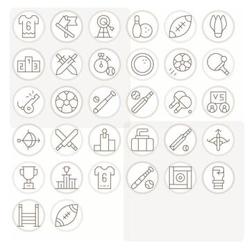 Competition Professional Set with 32 Thin Line Pixel Optimized 64x64 Icons vector