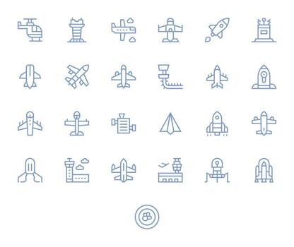 Takeoff Graphics Pack including 25 Regular Line 256x256 Pixel Aligned Icons vector