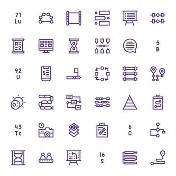 Sequence featuring 36 High Resolution Icons in Bold Line Design vector
