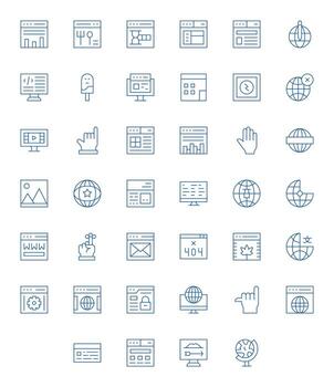 40 sitio web píxel optimizado íconos en 256x256 Delgado línea estético vector