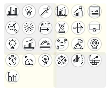 Progress Indicator Graphics featuring 25 Regular Line Pixel Optimized 256x256 Designs vector