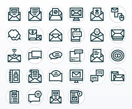 EMail Icon Toolkit featuring 28 Pixel Aligned High Resolution Bold Line elements vector