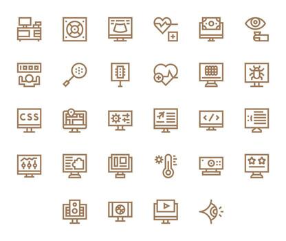 28 Icons for Monitor optimized in Pixel Optimized High Resolution Bold Line resolution vector