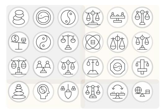 24 256x256 Icons for Equilibrium in Display Perfect Thin Line Format vector