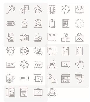 40 Editable Icons themed around Confirmation in High Resolution Thin Line format vector