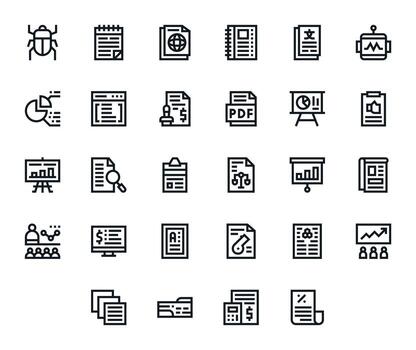 28 256x256 Bold Line Icons optimized for Report PIXEL Perfect display vector