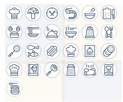 25 64x64 Regular Line Pixel Optimized Icons for Culinary Projects vector