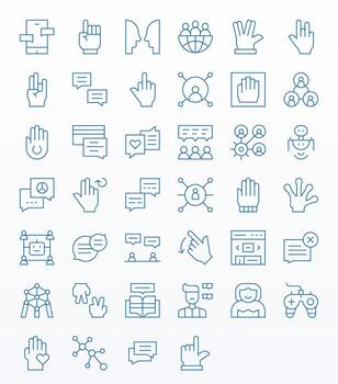 Interaction featuring 40 256x256 Icons in Thin Line Design vector