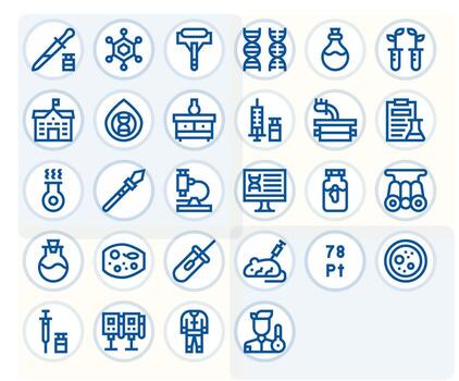 Lab Design Icons featuring 28 Editable Bold Line Style vector