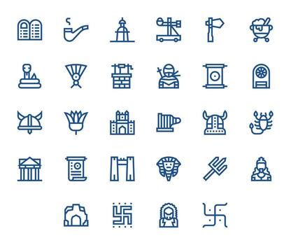 28 Bold Line Icons designed for Ancient in 256x256 Detail Enhanced format vector