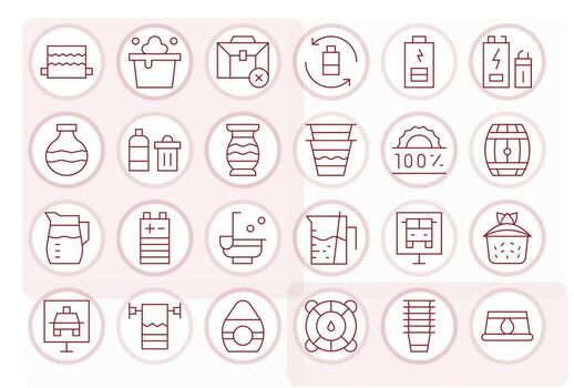 Full Professional Set with 24 Thin Line Pixel Optimized 64x64 Icons vector