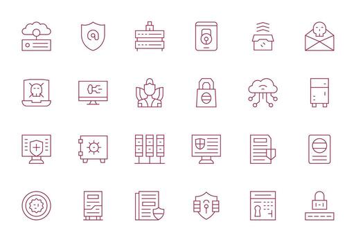 Cybersecurity Essential Set including 24 Pixel Aligned Thin Line 128x128 Icons vector