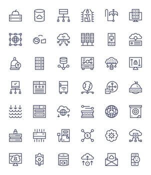 servidor icono conjunto con 42 regular línea alto resolución píxel Perfecto gráficos vector