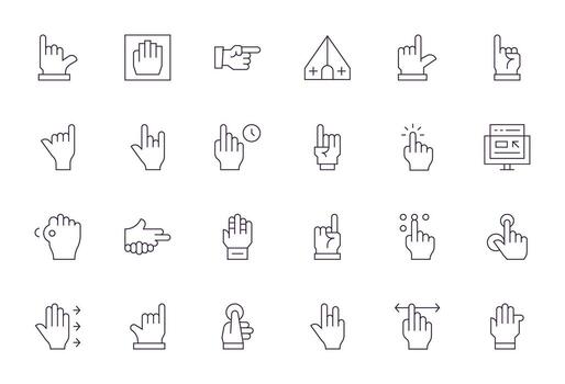 24 Thin Line Pixel Optimized Designs for Cursor 128x128 Icons vector