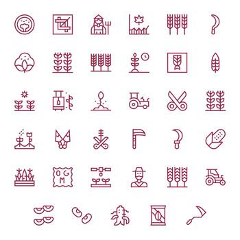 35 regular línea píxel optimizado íconos hecho a mano para cosecha 256x256 aplicaciones vector