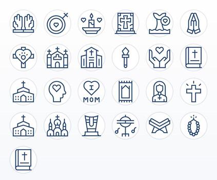 25 Icons for Devotion optimized in Pixel Optimized High Resolution Regular Line resolution vector