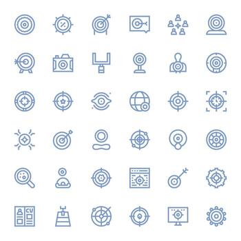 36 Icons for Objective featuring Retina Ready PIXEL Perfect Bold Line Graphics vector