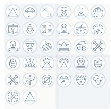 Thin Line Editable Icons from Risk Set with 32 High Resolution Icons vector