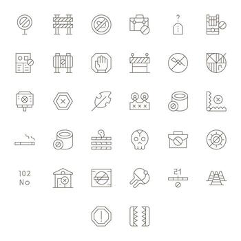 No Entry Graphics featuring 32 Thin Line Pixel Optimized High Resolution Designs vector