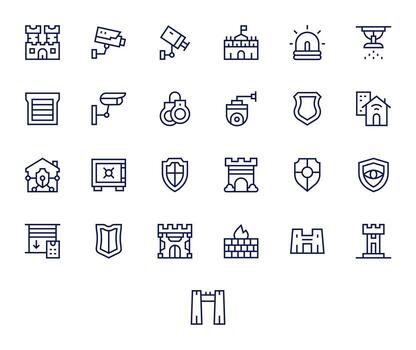 Security System Graphics featuring 25 Regular Line Pixel Aligned 256x256 Designs vector