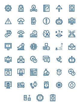 45 Bold Line Icons for Issue in crisp 256x256 PIXEL Perfect resolution vector