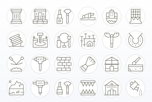 Fundación icono conjunto con 24 Delgado línea 256x256 píxel optimizado gráficos vector