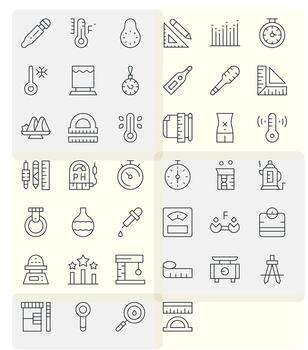 Measurement Icon Toolkit featuring 40 Detail Enhanced High Resolution Thin Line elements vector