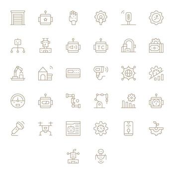 Thin Line Grid Fitted Icons from Automation Set with 32 64x64 Icons vector