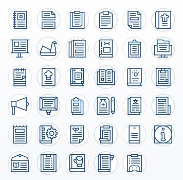 Instructions Icon Library with 35 Regular Line 256x256 Pixel Optimized Designs vector