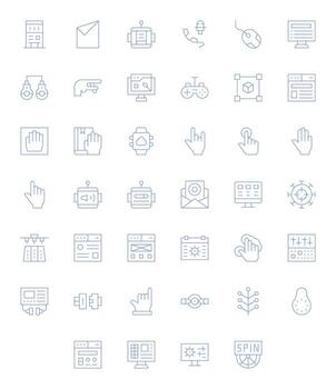 40 Thin Line Icons for Interface in crisp High Resolution Pixel Aligned resolution vector