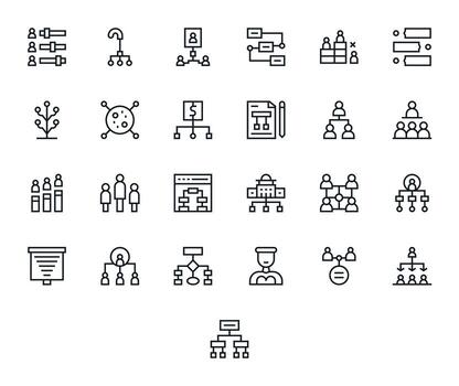 Hierarchy Essential Set including 25 Display Perfect Regular Line High Resolution Icons vector