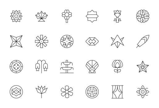 24 píxel optimizado íconos temática alrededor decorativo elemento en alto resolución Delgado línea formato vector