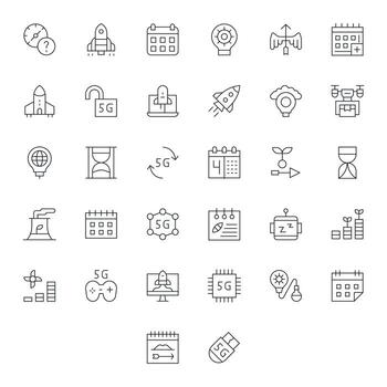 32 128x128 Icons for Future in Display Perfect Thin Line Format vector