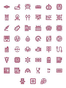 Circuit Complete Package with 45 256x256 Bold Line Pixel Aligned Icons vector