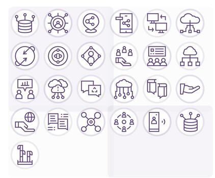 25 Regular Line Icons designed for Sharing in 256x256 Editable format vector