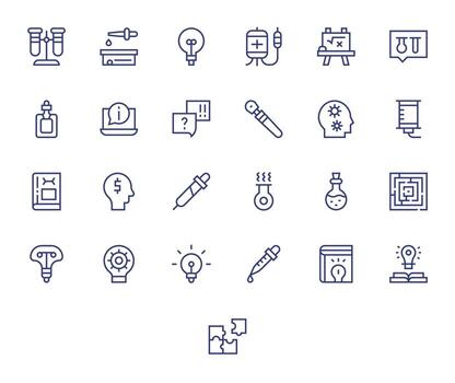 regular línea estilo solución íconos con 25 256x256 cuadrícula equipado diseños vector