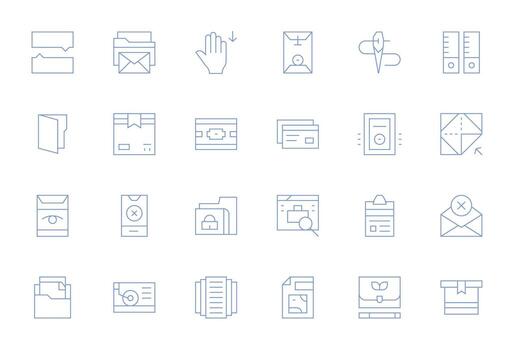 24 64x64 Thin Line Editable Icons for Folder Projects vector