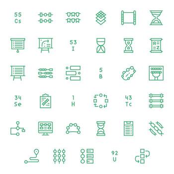 35 Pixel Aligned Icons themed around Sequence in 64x64 Regular Line format vector