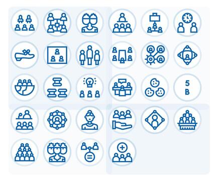 Group Icon Set with 28 Bold Line High Resolution Pixel Aligned Graphics vector