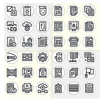 File Management Professional Set with 36 Bold Line Display Perfect High Resolution Icons vector