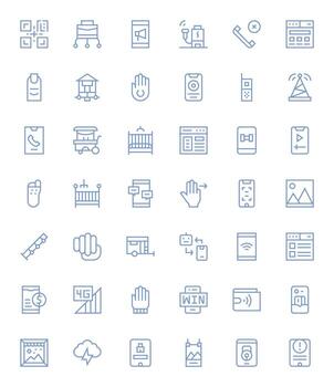 42 Regular Line Icons designed for Mobile in 64x64 Display Perfect format vector