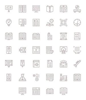 Reading Graphics Pack including 40 Thin Line 64x64 Pixel Optimized Icons vector