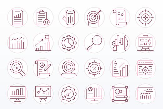 24 256x256 Icons for Metrics in Grid Fitted Thin Line Format vector
