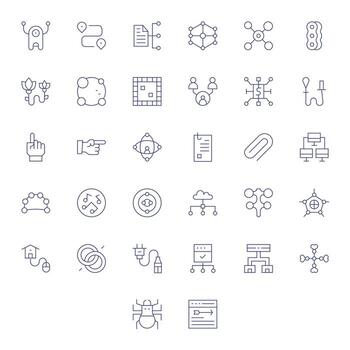 32 High Resolution Thin Line Icons optimized for Link Display Perfect display vector