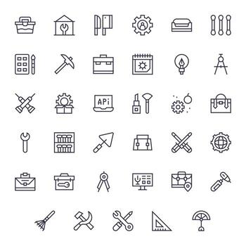 35 regular línea íconos diseñado para herramientas en 64 x 64 editable formato vector