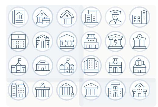 Institution Icon Library with 24 Thin Line High Resolution Pixel Aligned Designs vector
