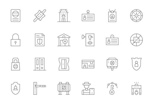 24 128x128 Display Perfect Icons for Access Control in Thin Line Theme vector