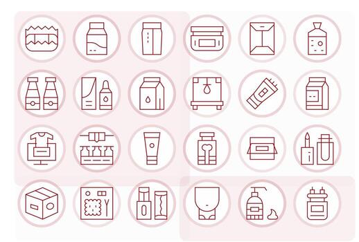 24 High Resolution Thin Line Icons for Product Packaging with Pixel Optimized precision vector